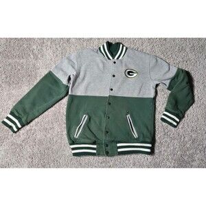 Youth NFL Green Bay Packers Varsity Jacket Gray Green Youth M 8/10